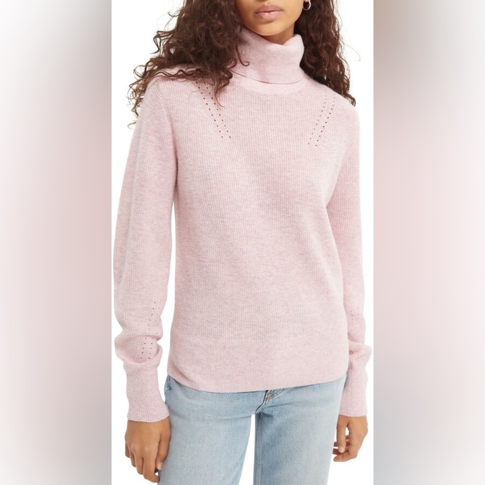 SCOTCH & SODA Ribbed Turtleneck Sweater in light pink